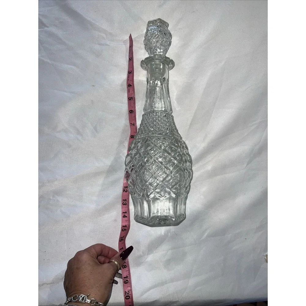 Vintage Anchor Hocking 32oz Glass‎ Wexford Pattern Decanter Bottle & Stopper
